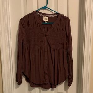 💛 3 for $15 Knox Rose Chocolate Button-Up Blouse